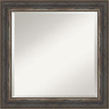 Amanti Art Brown Wall Mirror 25x25 Alta Rustic Char Square Bathroom Mirror for Wall Decor Living Room, Medium Rustic Farmhouse Frame, Hangs Horizonally and Vertically, Bathroom Decor, Beveled Edge