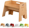 Wooden Step Stool for Kids, 14” One Step Stool for Toddlers, Heavy Duty Non-tip Non-Slip for Bedroom/Kitchen