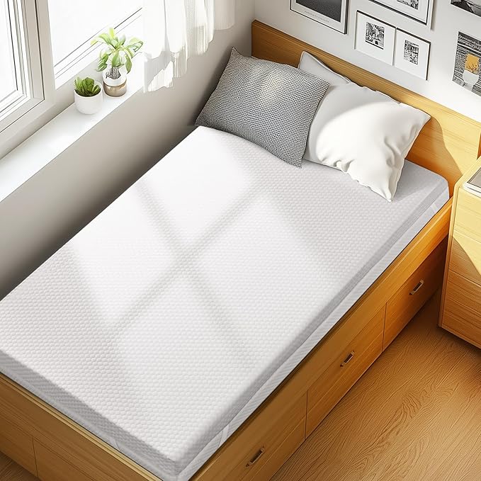 PERLECARE 3 Inch Gel Memory Foam Mattress Topper for Pressure Relief, Premium Soft Cooling Sleep, Non-Slip Design with Removable & Washable Cover, CertiPUR-US Certified - Twin