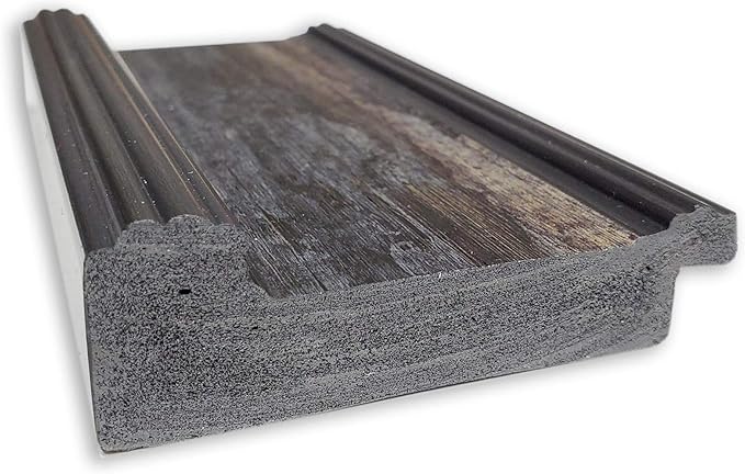 Amanti Art Brown Wall Mirror 26x26 Rail Rustic Char Square Bathroom Mirror for Wall Decor Living Room, Medium Country Rustic Frame, Hangs Horizonally and Vertically, Bathroom Decor, Beveled Edge