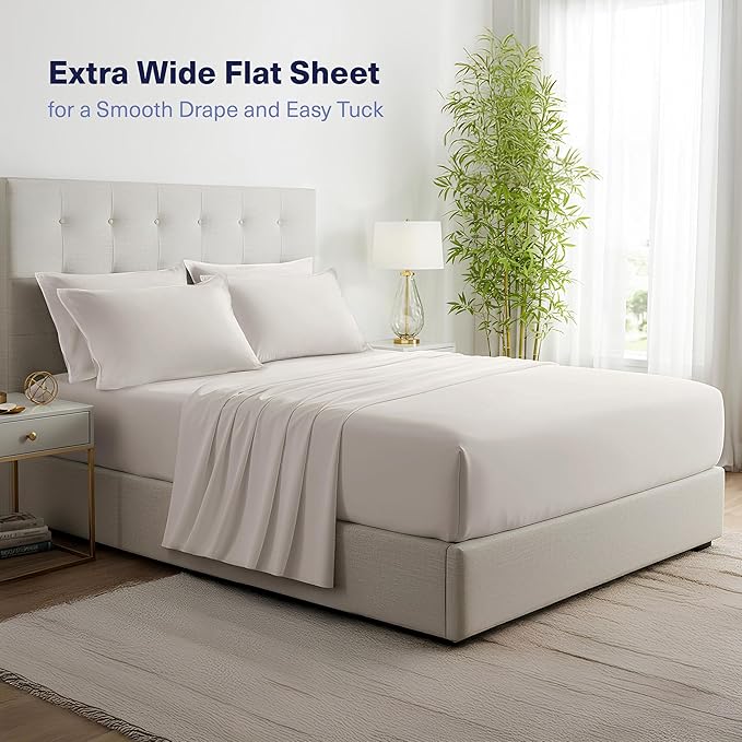 Kickoff Viscose Bamboo Sheets Twin XL Size 3-pc 100% Organic Bamboo Viscose Bed Cooling Sheets Twin XL Size Set Cool Bedding for hot Sleepers Sheet, Flat, Fitted, Pillowcase (Dove Grey, TXL)