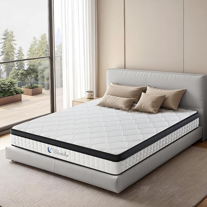 King Size Mattress, 12 Inch King Mattress in a Box, Medium Firm with Memory Foam and Pocket Springs, Strong Edge Support, Pressure Relief