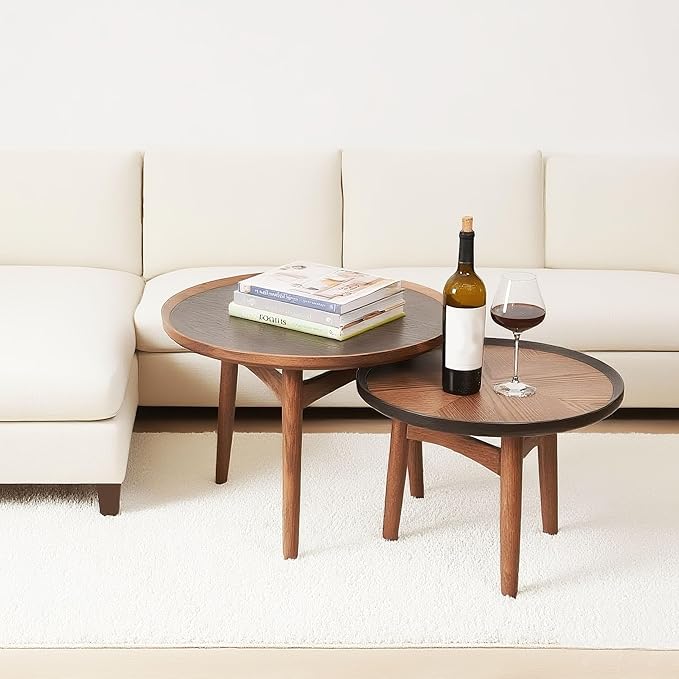 CONSDAN 20 Round Side Table, Solid Oak Frame & Veneer Top, USA Grown Hardwood, End Table for Living Room, Bedroom, Studio (Single Standard Piece)