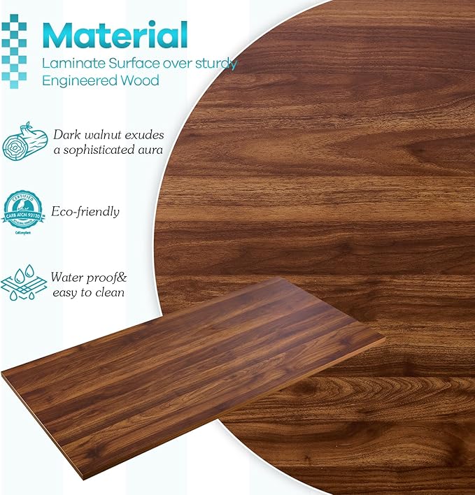 Kaboon Universal Tabletop 40"x18", Solid One-Piece Melamine Table Top, Double L-Desk Floating Desk DIY, Home and Office,Dark Walnut