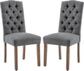 Tufted Upholstered Parsons Dining Chair Set Fabric Diner Accent Stylish Modern Kitchen Living Room with Button Sturdy Solid Wood Legs
