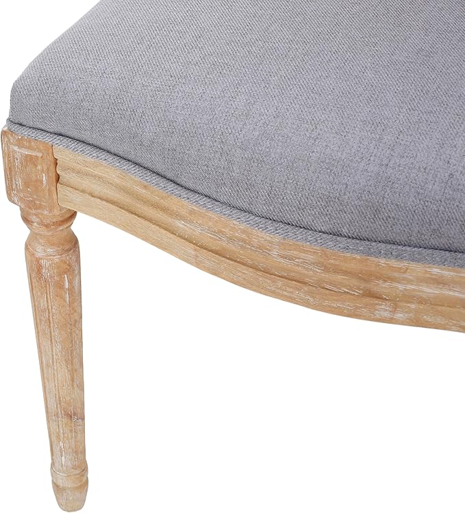 GDFStudio Hedwig French Country Fabric Dining Chairs (Set of 4), Light Gray + Natural