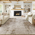9x12 Washable Area Rug Brown Grey Neutral Abstract Living Room Bedroom Large Throw Rug Non Slip Soft Low Pile Indoor Floor Carpet for Dining Room Kitchen Office Entryway