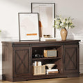 IDEALHOUSE Farmhouse TV Stand and Entertainment Center for Tv up to 65 inches with Sliding Barn Doors and Adjustable Shelf, Tv Media Console Table with Storage Cabinet for Living Room, Brown