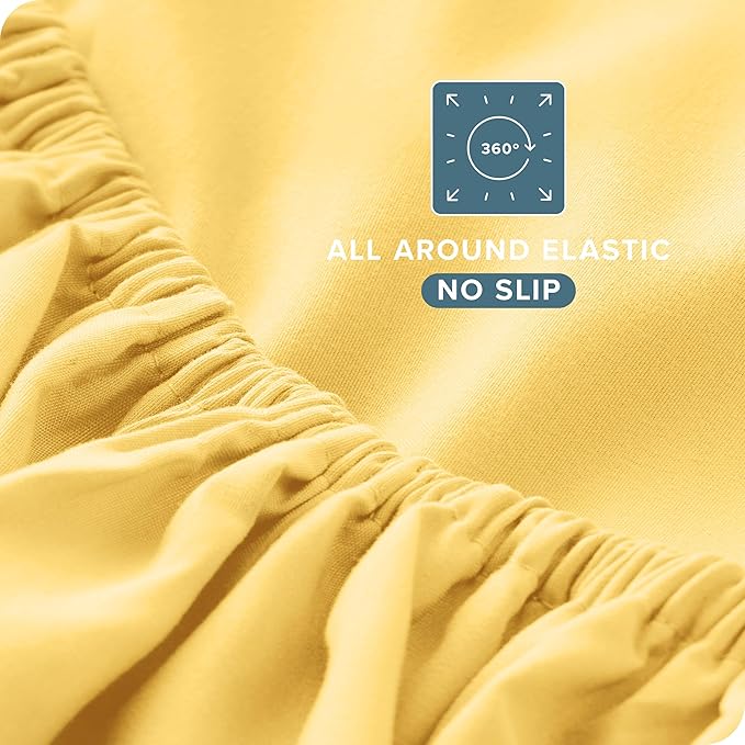 Bare Home King Sheet Set - Luxury 1800 Ultra-Soft Microfiber King Bed Sheets - Double Brushed - Deep Pockets - Easy Fit - 4 Piece Set - Bedding Sheets & Pillowcases (King, Lemon Drop)