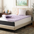 Lucid Lavender Infused 3 Inch Memory Foam Mattress Topper - King Size - Plush Feel - 5 Convoluted Zones - CertiPUR Certified - New Home Owner & Dorm Room Essentials