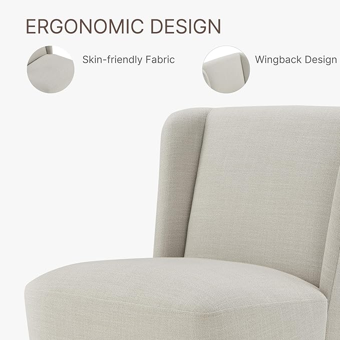 Dining Chairs with Casters No Assembly Upholstered Wingback Single Sofa Armless Deskchair for Bedroom Waiting Room Kitchen Diningroom