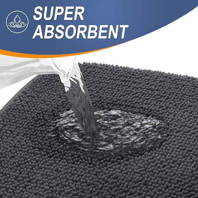 OLANLY Thick Memory Foam Bath Mat Rug 36x24, Extra Soft Absorbent Bathroom Rug, Quick Dry Bath Mats, Non-Slip, Machine Washable Carpet for Bathroom, Tub and Shower, Home Decor Accessories, Dark Grey