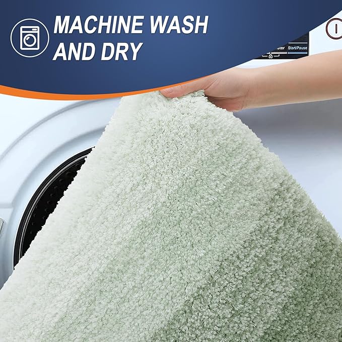 OLANLY Bathroom Runner Rugs 47x17, Extra Soft Absorbent Microfiber Bath Rugs, Rubber Backing, Quick Dry, Washable Bath Mats for Bathroom Floor, Tub and Shower, Home Decor Accessories, Sage Green