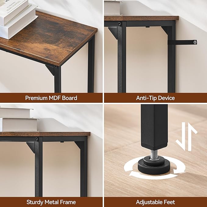 Console Table, Narrow Entryway Table, Thin Sofa Table, Behind Couch Table,for Hallway, Bedroom, Living Room, Foyer, 9.4 x 39.4 x 31.5 Inches, Rustic Brown