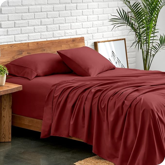 Bare Home Twin Sheet Set - 1800 Ultra-Soft Microfiber Twin Bed Sheets - Double Brushed - Deep Pockets - Easy Fit - 3 Piece Set - Bed Sheets (Twin, Rosewood)
