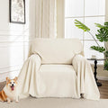 MYSKY HOME Oversized Armchair Couch Cover for 1 Cushion, Washable Recliner Covers Sofa Protector with Tassel, Beige, 71"X91"