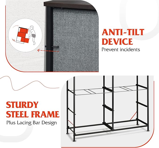 WLIVE Dresser for Bedroom with 8 Drawers, Wide Fabric Dresser for Storage and Organization, Chest of Drawers, Dressers for Living Room, Closet, Hallway, Dark Grey
