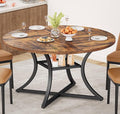 IRONCK 47.2" Round Dining Table for 4, Wood Kitchen Table with Storage Shelf for Dining Room, Dinner Table with Wooden Tabletop and Metal Base, Rustic Brown