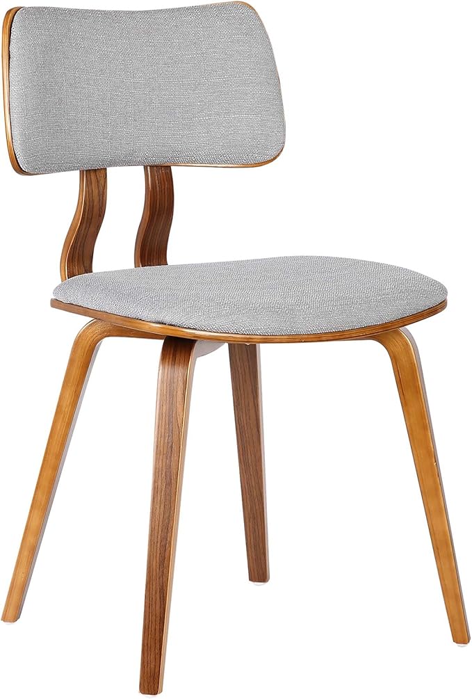 Armen Living Jaguar Mid-Century Dining Chair in Walnut Wood and Gray Fabric - Set of 6