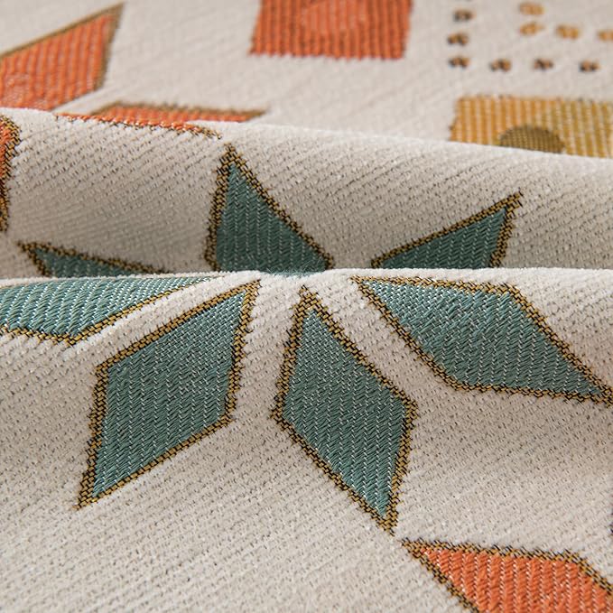STACYPIK Thick Boho Beige Sofa Cover, Jacquard Chenille Couch Cover for Sectional, Non-Slip Geometric Furniture Protector for 3 Cushion Couch, L Shaped Sofa Cover Decorative Sofa Slipcover-71X134IN