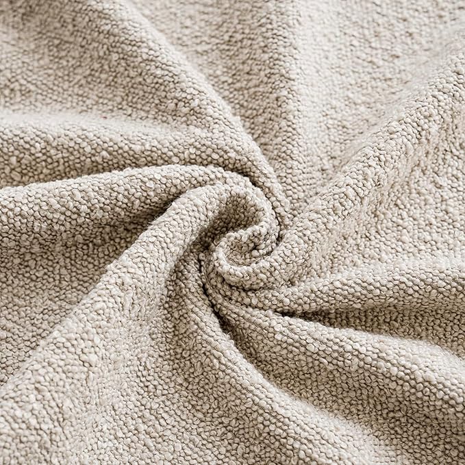 Foindtower Set of 2, Decorative Textured Boucle Throw Pillow Covers Accent Solid Pillow Cases Neutral Soft Cozy Couch Cushion Case for Chair Sofa Bedroom Living Room Home Decor 16 x 16 Inch,Oatmeal