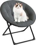 Saucer Chair, XL Foldable Lounge Chair for Bedroom/Dorm, Plush Comfy Seat with Non-Slip Base for Teens & Adults, Faux Fur Accent Chair, Gray