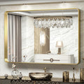 TokeShimi 60 x 40 Inch Brushed Gold Bathroom Vanity Mirror for Wall with Non-Rusting Aluminum Alloy Matte Metal Frame for Modern Farmhouse Home Decor (Horizontal/Vertical)