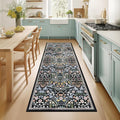 Runner Rug for Entryway: 2x10 Kitchen Rugs Non Slip Washable Ultra Soft Floral Carpet Indoor Stain Resistant Carpets for Hallway Bedroom Kitchen Laundry Bathroom Dorm Dark Black
