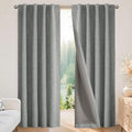 Joydeco 100% Blackout Curtains for Bedroom - Natural Linen Curtains 100" W x 120" L Long, Thermal Insulated 1 Panels Light Grey. Room Darkening Light Blocking Drapes for Living Room