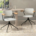Modern Swivel Dining Chairs Set of 2 with Arms,Upholstered Comfortable Dining Room Chairs, Wooden Armrests & Sturdy Metal Frame, Stylish Kitchen & Dining Table Chairs for Modern Décor