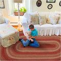 Homespice Apple Pie Jute Red 8x10' Braided Oval Area Rugs for Living Room, Bedroom and Dining Room. Pet Friendly. Decor Styles- Farmhouse Rug, Rustic, Vintage, Primitive, Country, Boho Rug