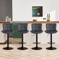 YOUNIKE Black Bar Stools Sset of 4 Modern Swivel Counter Height Bar Chair with Back Adjustable Kitchen Island Faux Leather Padded Barstools taburetes de bar Breakfast sillas para barra de cocina 4PCS