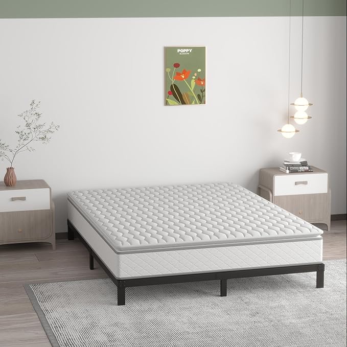 7 Inch Full Bed Frame No Box Spring Need, Low Profile Metal Platform Full Size Bed Frame, Heavy Duty Support Bedframes Full, Easy Assembly