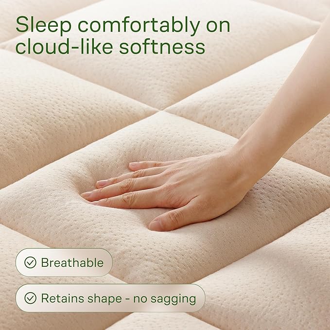 Ultra Soft King Size Mattress Topper - Viscose Made from Bamboo Pillow Top Mattress Pad for Back Pain Relief - Naturally Cooling for Hot Sleepers, Beige