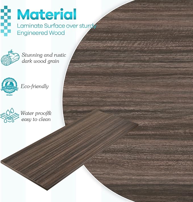 Kaboon Universal Tabletop 40"x18", Solid One-Piece Melamine Table Top, Double L-Desk Floating Desk DIY, Home and Office,Eucalyptus