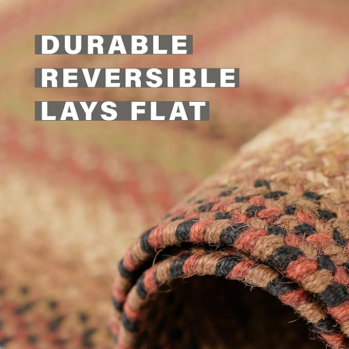 Gingerbread Brown Small Braided Rugs, 2x3' Rectangle - Handmade with Jute, Warm Country Decor, Perfect for Bathrooms and Entryways - Durable and Easy to Clean