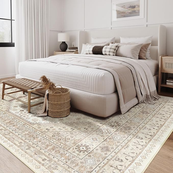 zesthome 5x7 Area Rugs - Ultra-Thin Washble Rug, Stain Resistant Anti Slip Backing Rugs for Living Room,Bedroom, Vintage Home Decor Area Rug