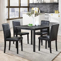 KEIKI 5-Piece Standard Height Dining Table Set with Square Table and 4 Upholstered Chair, for 4 Person, Classic Crystal Decoration Wood Table Set, Easy Assembly, for Kitchen, Dining Room, Black