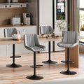 Shintenchi Swivel Bar Stools Set of 4, Adjustable Faux Leather Upholstered Swivel Counter Stools, Armless Bar Height Island Chairs with Back and Footrest, Gray