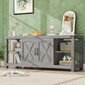 IDEALHOUSE TV Stand for 65 Inch TV, 60 Inch Entertainment Center with Storage, Farmhouse TV Console Table with Shelves,Doors, Modern TV Stand for Living Room, Bedroom - Grey