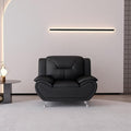 Container Furniture Direct Michael Modern Faux Leather Upholstered Stainless Steel Legs Living Room, Chair, Black