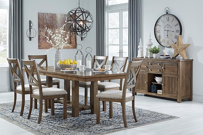 Signature Design by Ashley Moriville Modern Farmhouse 19" Upholstered Dining Room Chair, 2 Count, Brown