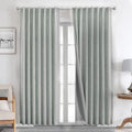 Joydeco Natural Linen Curtains 108 inch Length 2 Panels Set Burg 100% Blackout Patio Door Curtain Room Darkening Sliding Door Curtains Thermal Insulated Back tab Rod Pocket(105x108 inch, Sage Green)