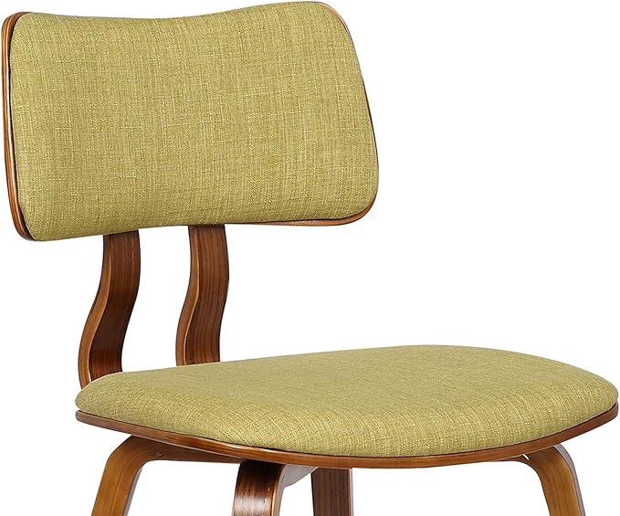 Armen Living Jaguar Mid-Century Dining Chair in Walnut Wood and Green Fabric - Set of 2