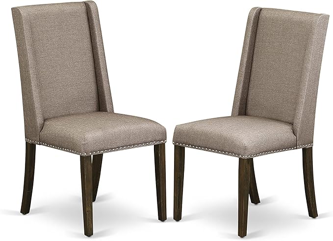 East West Furniture X797FL716-6 6 Piece Dining Table Set Contains a Rectangle Kitchen Table with X-Legs and 4 Dark Khaki Linen Fabric Parson Chairs with a Bench, 40x72 Inch, Multi-Color