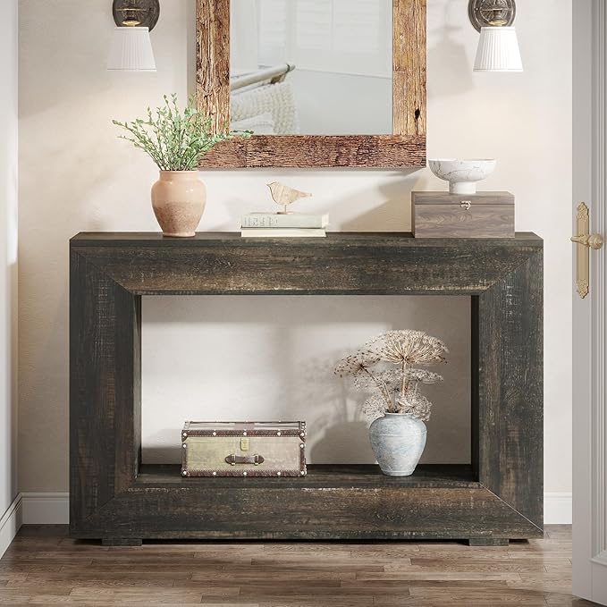 Tribesigns Farmhouse Console Table, 47 Inches Entryway Console Table with Storage, Industrial Hallway Accent Table for Living Room, Entrance