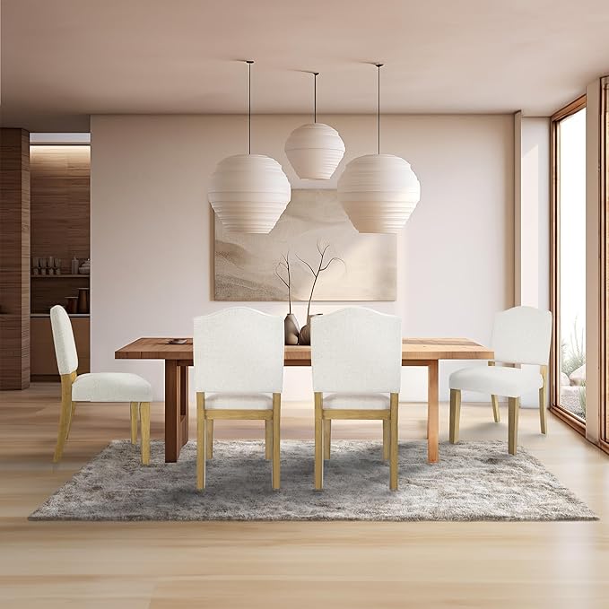 HomePop Open Back Upholstered Dining Chair - Cream Textured Woven (Single Pack)