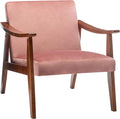 Container Furniture Direct Accent Chair with Velvet Upholstery and Solid Wood Frame, Classic Mid-Century Modern Living Room Furniture for Extra Seating, Rose