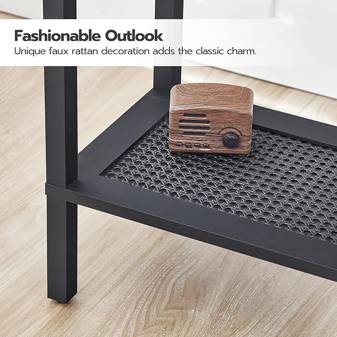HOOBRO Side Table with Charging Station, Set of 2 End Tables with USB Ports and Outlet, Nightstand with 2-Tier Storage Shelf, for Living Room, Bedroom, Small Space, Rustic Brown and Black BF91UBZP201