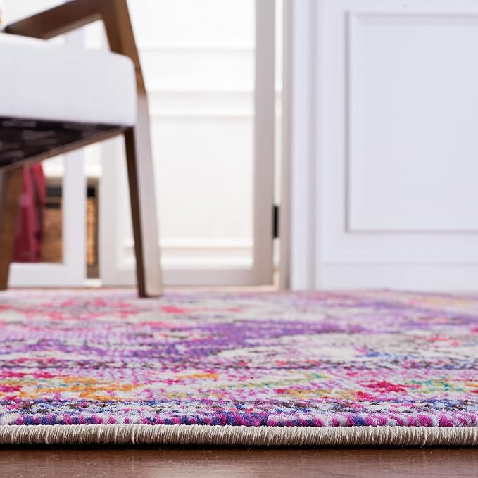 SAFAVIEH Monaco Collection Runner Rug - 2'2" x 12', Violet & Fuchsia, Boho Chic Medallion Distressed Design, Non-Shedding & Easy Care, Ideal for High Traffic Areas in Living Room, Bedroom (MNC243P)
